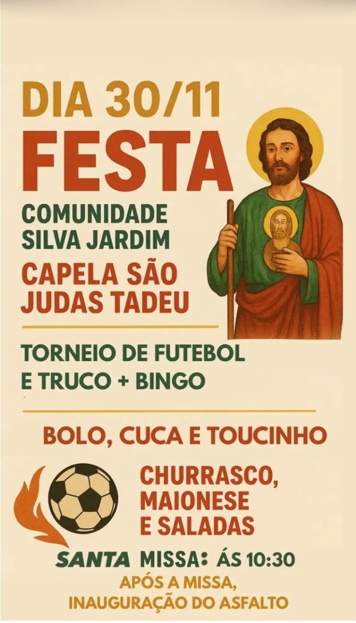 É AMANHÃ FESTA NA COMUNIDADE SILVA JARDIM