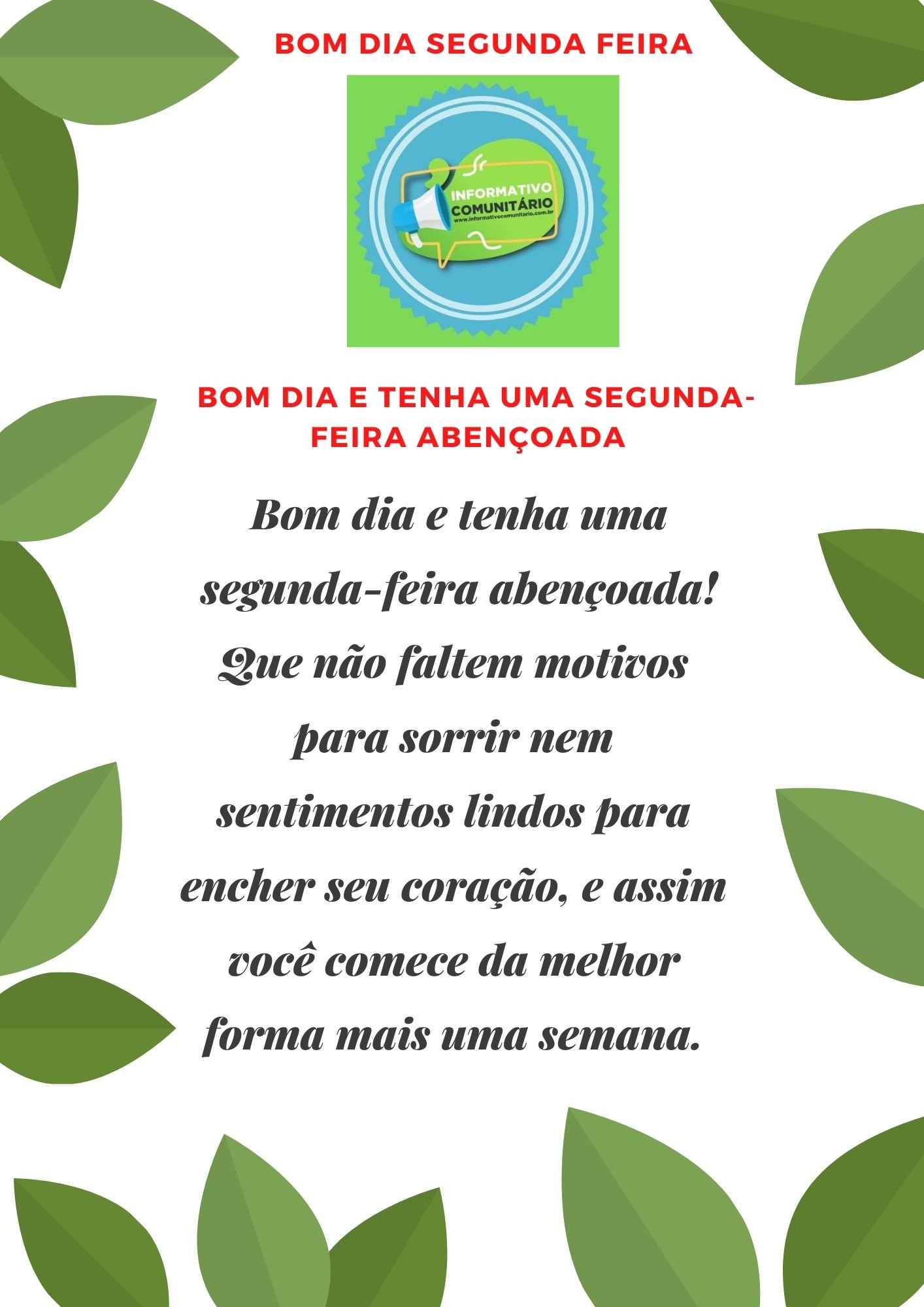 BOM DIA SEGUNDA FEIRA 12/01/2026