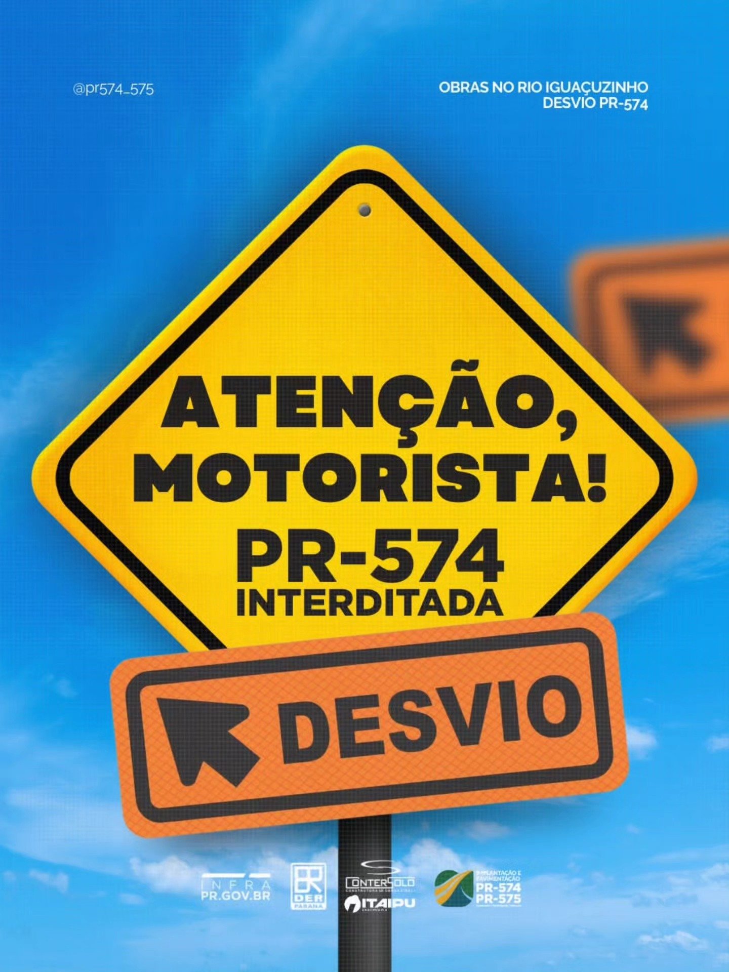 PR 574 ENTRE CAFELÂNDIA E PALMITOPÓLIS SERÁ INTERDITADA CONHEÇA AS OPÇÕES DE DESVIO