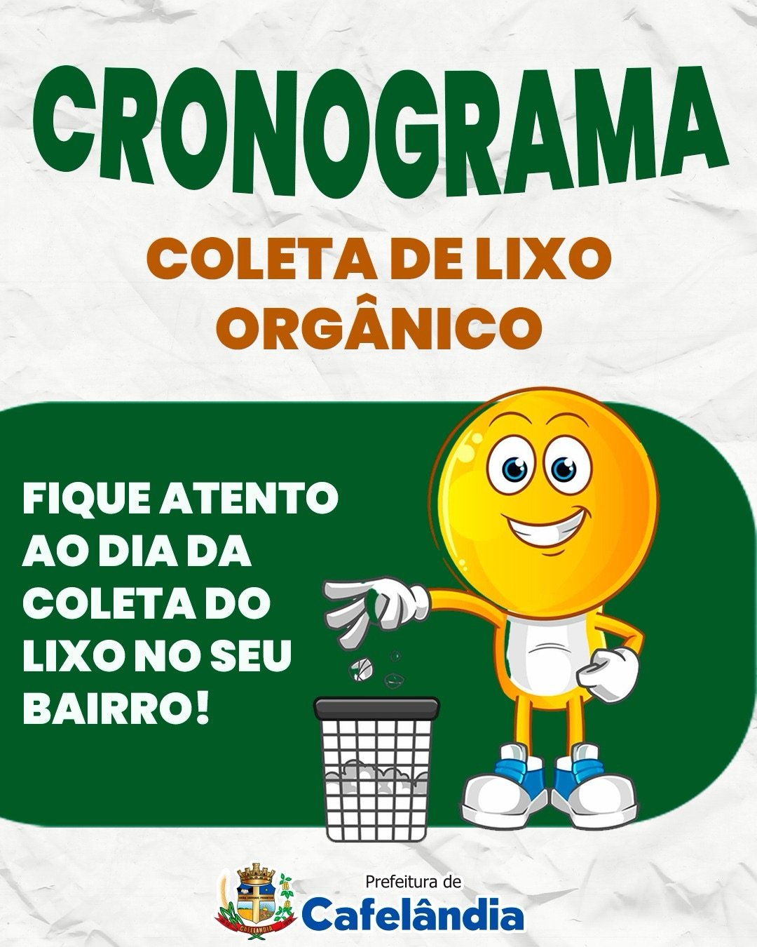 Cronograma 2026 do lixo orgânico – atenção aos dias de coleta