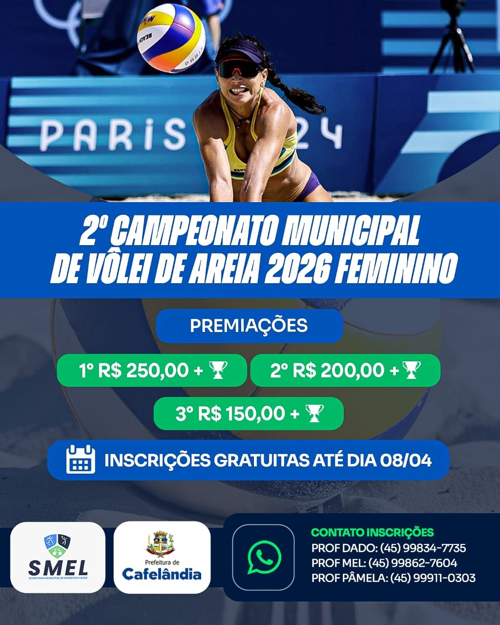 Vem aí o 2º Campeonato Municipal de Vôlei de Areia Feminino 2026!