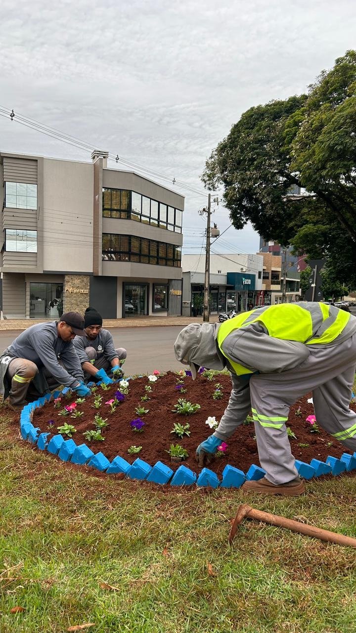 Secretaria de Agricultura e Meio Ambiente inicia plantio de flores de inverno nos canteiros de Cafelândia