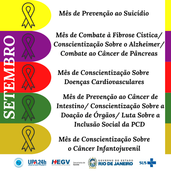amarelo, mas também abrange outras cores de campanhas de conscientização em saúde.