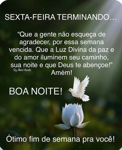 BOA NOITE SEXTA FEIRA, ÓTIMO FINAL DE SEMANA