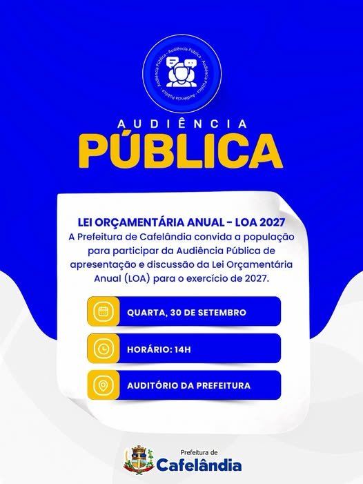 A participação da população é essencial para construir o futuro de Cafelândia!