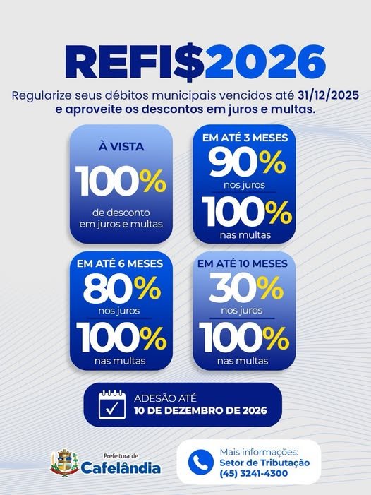 REFIS 2026: regularize seus débitos com descontos!
