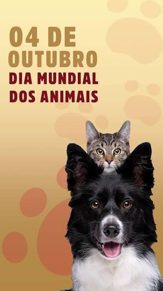 O Dia Mundial dos Animais é comemorado anualmente em 4 de outubro