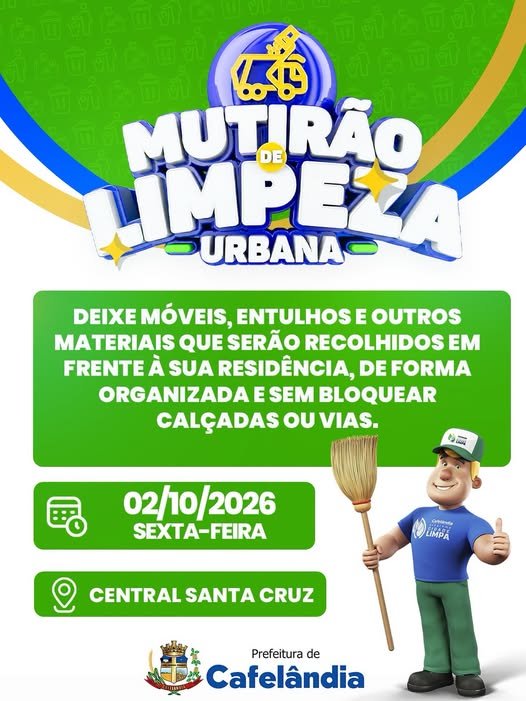 Nesta sexta-feira, 2 de outubro, a equipe realizará o recolhimento de móveis, entulhos e outros materiais descartados.